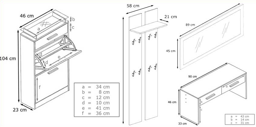 ensemble de meuble d'entrée pas cher blanc